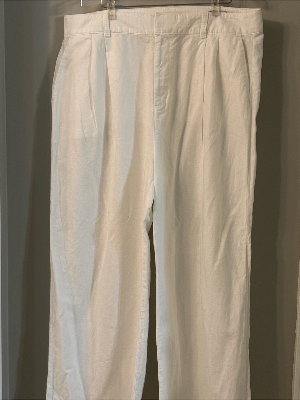 GAP White Pleated Straight-Leg Trousers